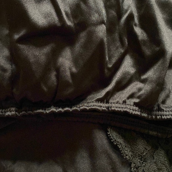 Vintage 1990s black waist half slip knee length midi Komar large Aniron Nylon - Picture 4 of 7